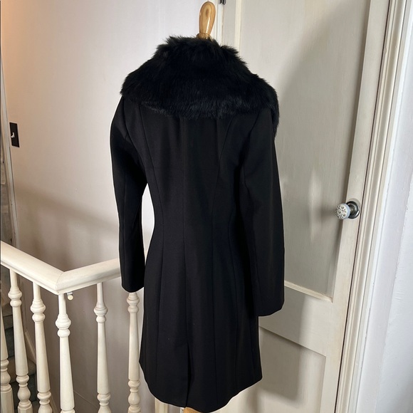 WHBM • NWT Black Fur-Collar Pea Coat - Picture 4 of 10